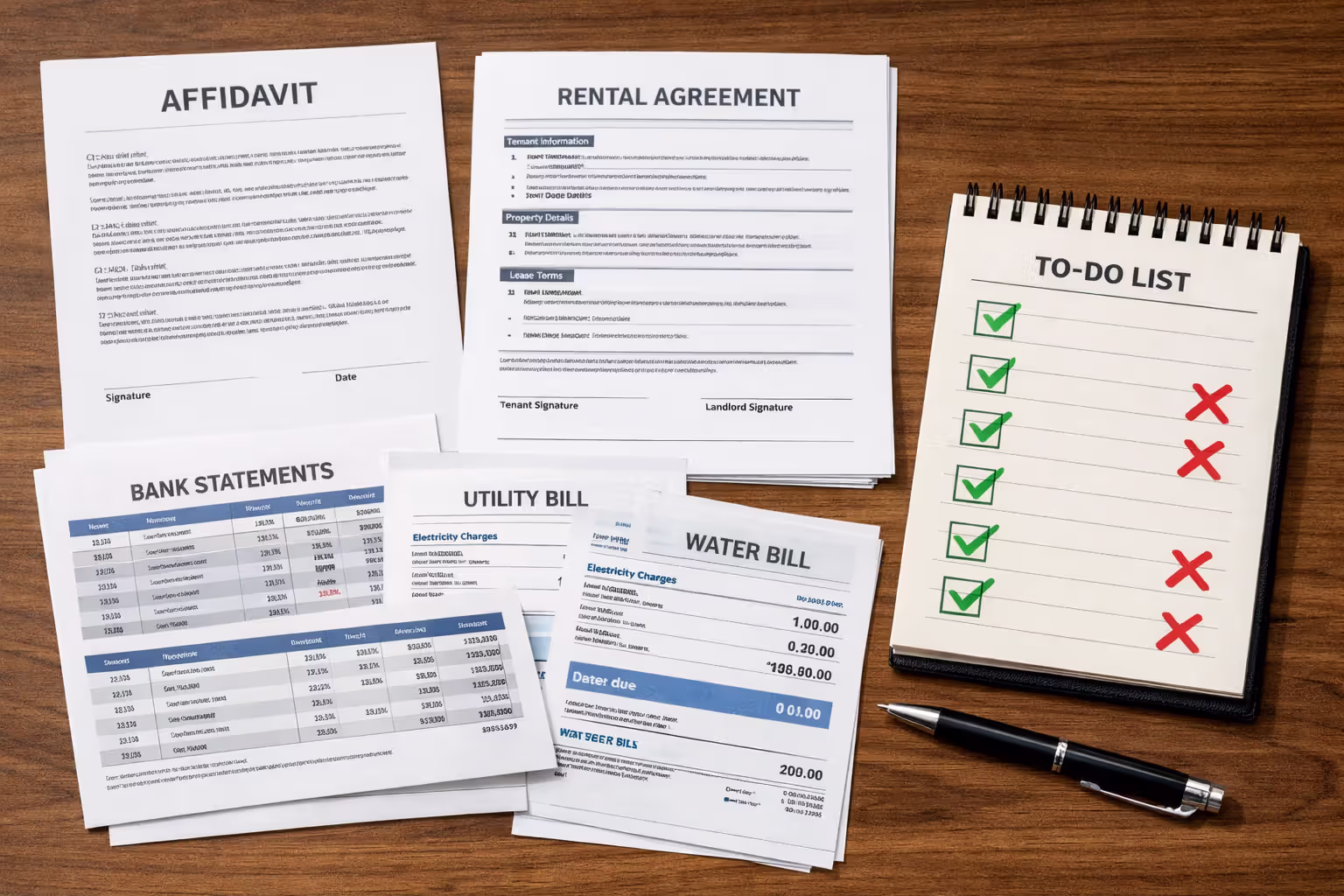 Office desk with domestic partnership documents checklist showing common enrollment mistakes