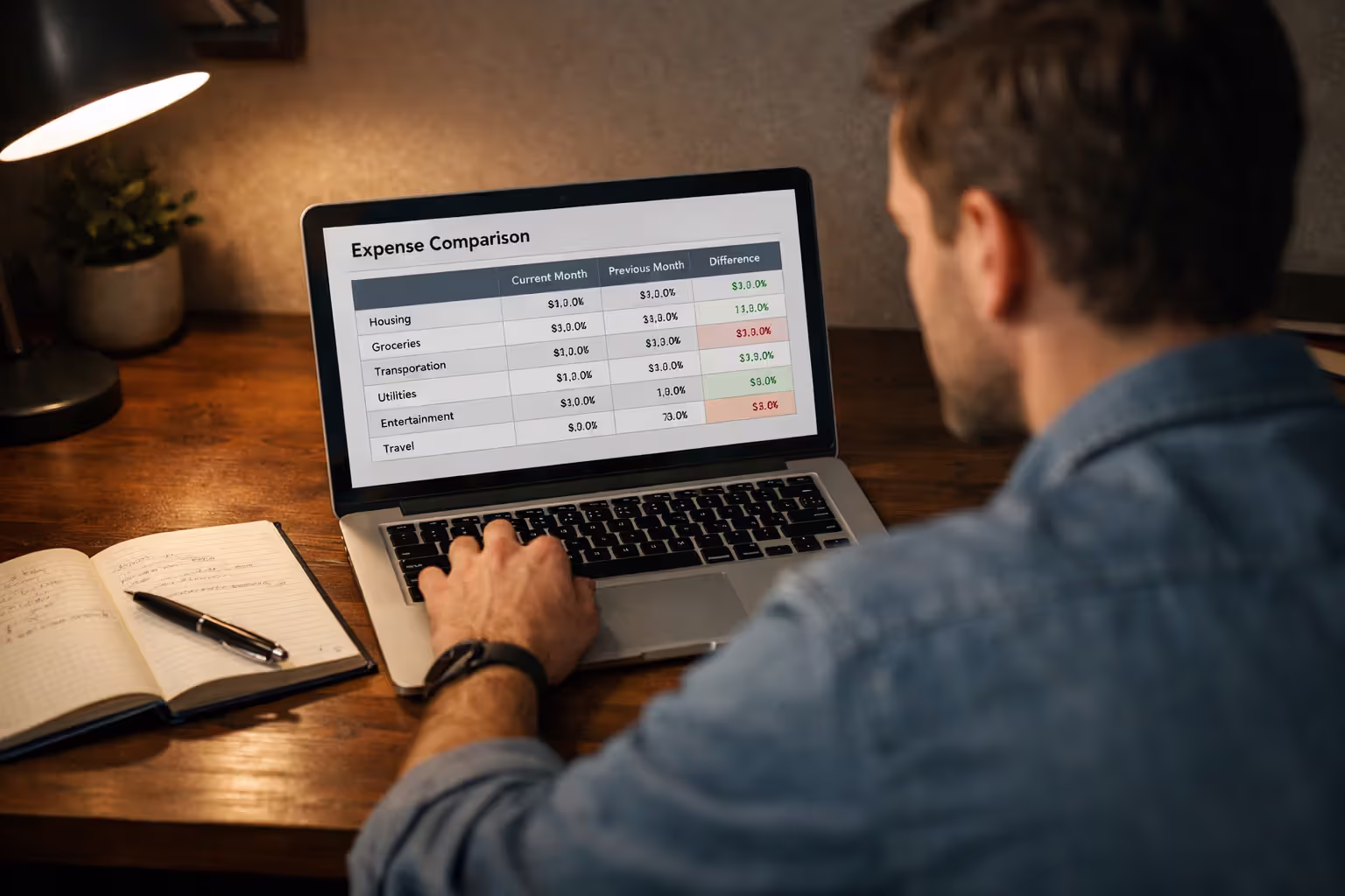 Person comparing health insurance costs on laptop with notepad and coffee on desk
