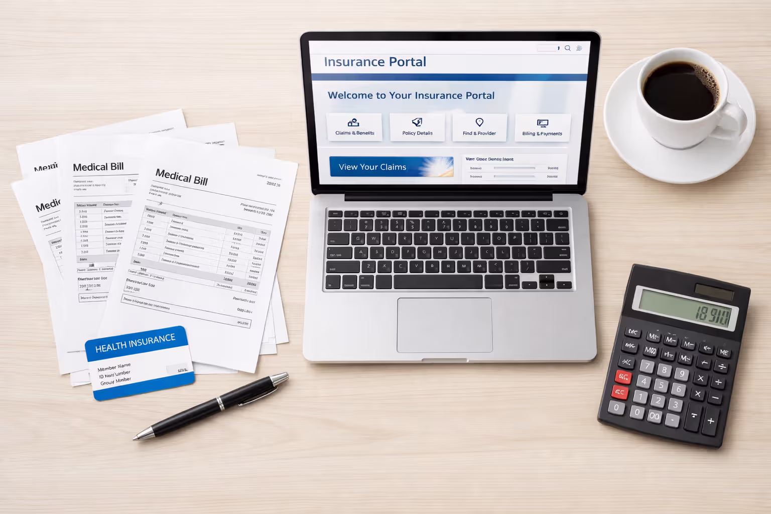 Infographic showing five common insurance claim mistakes: incomplete form, incorrect codes, missed deadline clock, discarded envelope, and document with question mark on white background